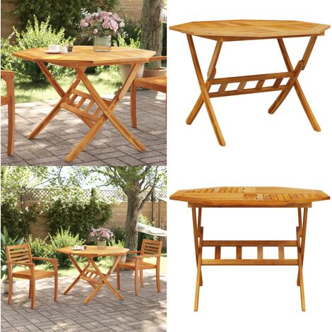 Table pliable de jardin Ø110x75 cm bois d'acacia solide - Table De Jardin - Table Pliante - Acacia Massif - Mobilier De Jardin - Décoration Extérieure - Home & Living (1/5)