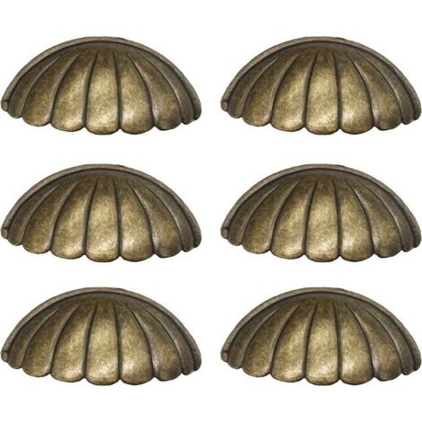 6 Pièces Poignée De Coquille, Laiton Bouton De Porte Poignée Forme De Coquille, Rétro Poignées De Meubles Pour Porte D'armoire Poignées De Porte De Cuisine (1/4)