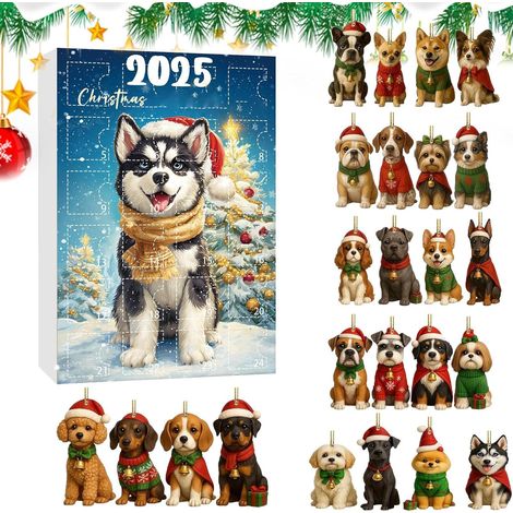 Wiederverwendbarer, flacher 2D-Adventskalender aus Acryl mit Hundemotiv für Weihnachten  24-tägiger Adventskalender mit Hundemotiven – eine schöne Erinnerung für Erwachsene, Jugendliche und Hundeliebh (1/5)