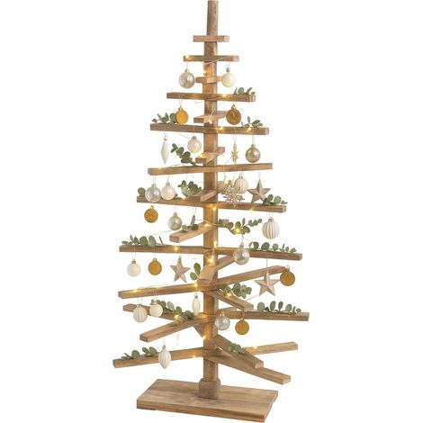 [NON UTILIZZATO] Albero di natale moderno HHG-029 decorazione natalizio 3D stile Shabby legno 130x82x82cm (1/5)