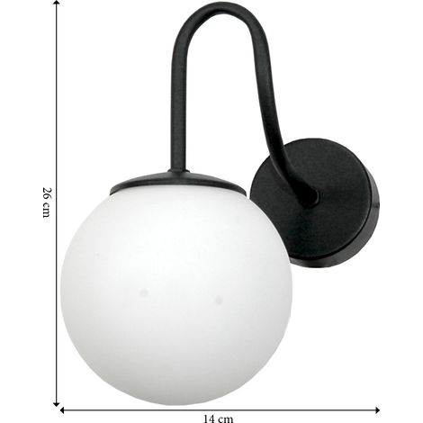 Schwarze Wandleuchte mit weißem Glasschirm 15-283 TED (1/2)