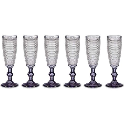 Champagnerglas mit Muster und getöntem Fuß, 185 ml, 6 Stück (1/2)