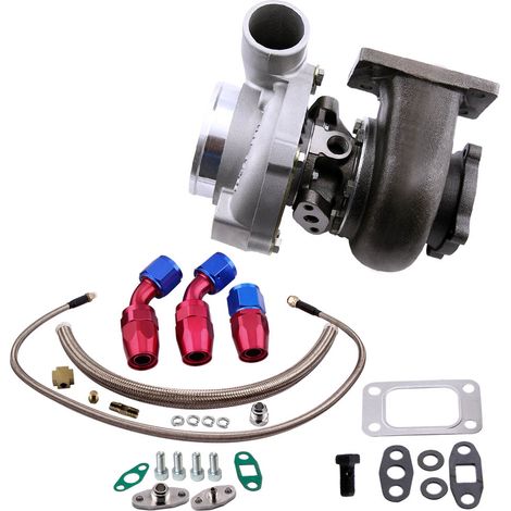 GT30 GT3037 GT3076 Turbo turbine 500HP 0.82 A/R + Oil Drain Return FEED Line kit (1/5)