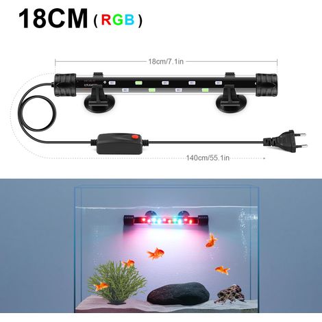 (Lampe LED RGB 18 cm - Prise secteur américaine) Lampe LED étanche submersible pour la croissance des plantes aquatiques, idéale pour aquarium, bassin et piscine. Éclairage LED (1/5)