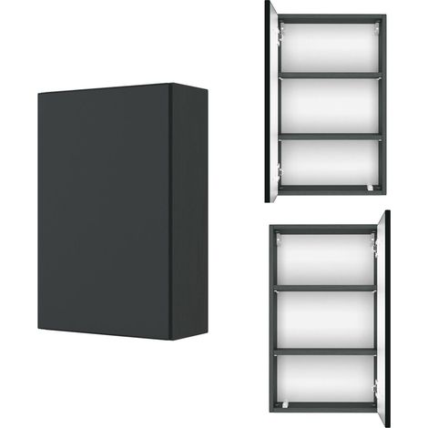 Badezimmer Hängeschrank 40 cm LAURIA-03 in Graphitgrau mit matt grau, BxHxT: ca. 40x64x20 cm (1/5)