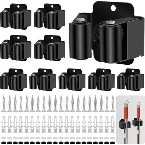 Lot de 10 Support Mural pour Balai,Porte Balai Mural,En acier inoxydable Accroche Balai Mural,Serpillière Mural avec Vis Pour Salle De Bain Cuisine Bureau Placard Jardin Garage (1/5)