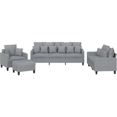 Maison Exclusive - Set Divani 4 pz con Cuscini Grigio Chiaro in Tessuto