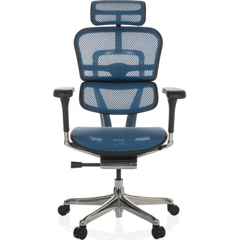 [NEUWERTIG] B-Ware Hjh Office Bürostuhl Chefsessel Ergohuman Netzstoff Blau Ergonomische Sitzfläche