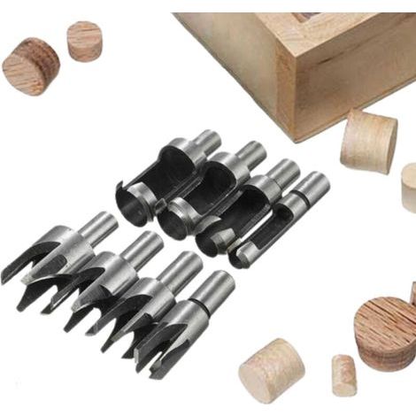 Kit de 8 fraises à bouchonner pour bois – Acier au carbone revêtu de titane – Tailles 6/10/13/16mm – Coupe nette et durable (1/5)