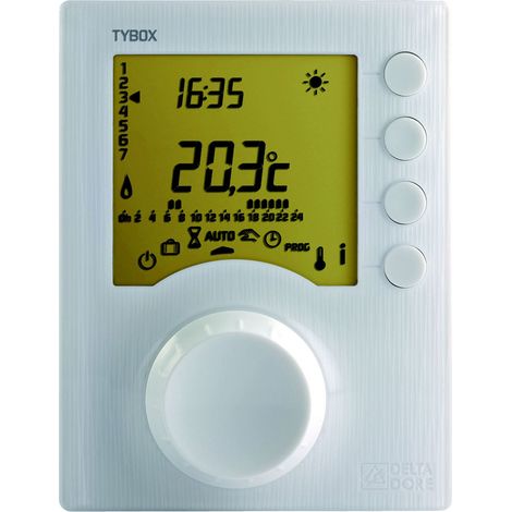 Delta Dore – Thermostat programmable filaire pour chauffage – Alimentation 230V – 2 niveaux de consigne – Compatible avec chaudière