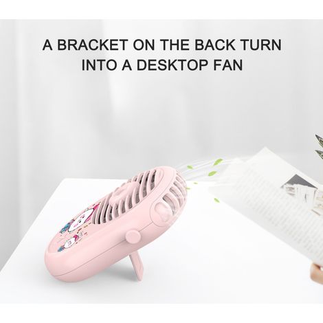 Mini ventilateur de cou mains libres, rechargeable, portable, rose, idéal pour les voyages et le camping en plein air. (1/5)