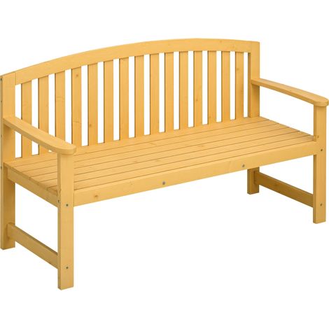 Banc de jardin 2 places en bois, résistant aux intempéries, avec dossier, charge maximale 240 kg, 140 x 50 x 85 cm, orange (1/5)