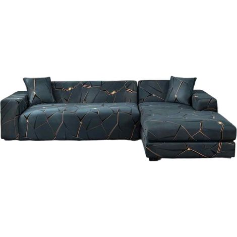 Housse Canapé d'angle,3 Places+2 Places+2 Taie d'oreiller,Extensible Couverture de Canapé en Forme de L (1/5)