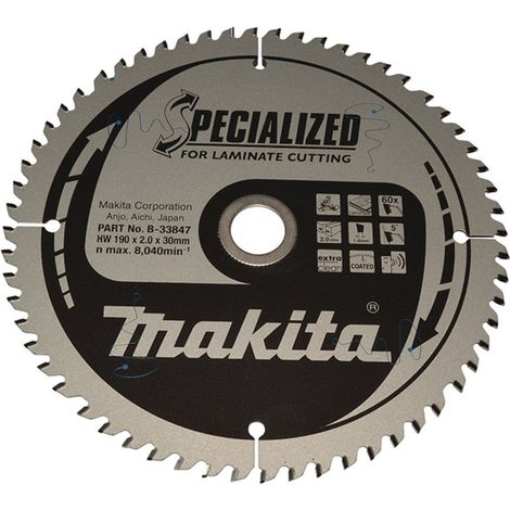 Makita B-33847 Specialized TCT-Kreissägeblatt 190 x 20 mm 60T Laminat (1/5)