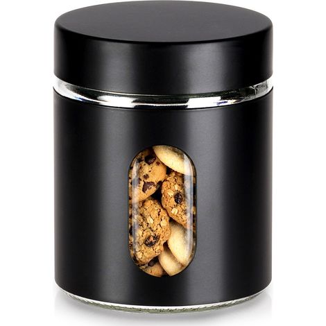 Glasbehälter für lose Produkte, Schraubverschluss, schwarz, 650 ml (1/5)