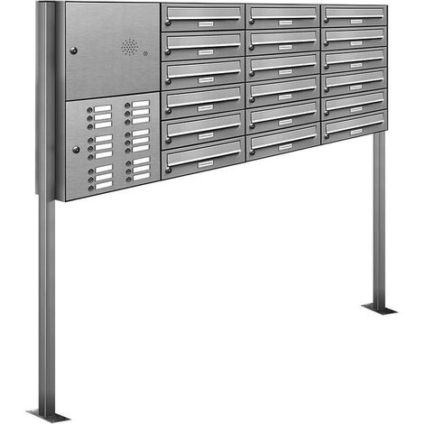 18er Edelstahl Briefkasten Standanlage Freistehend mit Klingel (1/5)
