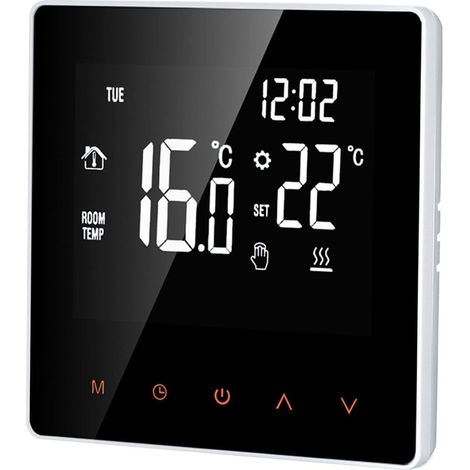 Termostato digital 16A - Pantalla LCD - Táctil - Programable - Para hogar, escuela, oficina, hotel, blanco (1/5)