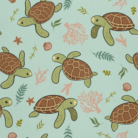 Tissu décoratif d'extérieur Oxford - Motif tortue et algues I DX332 (1/5)