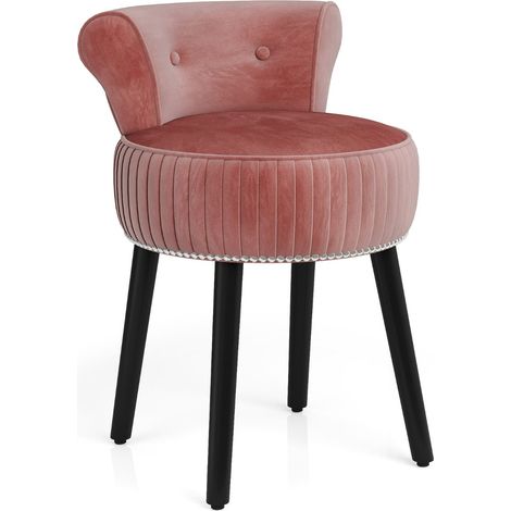 Piccola sedia da toeletta in velluto 48 x 46 x 66 cm comfort ergonomico design elegante in velluto rosa 200018186