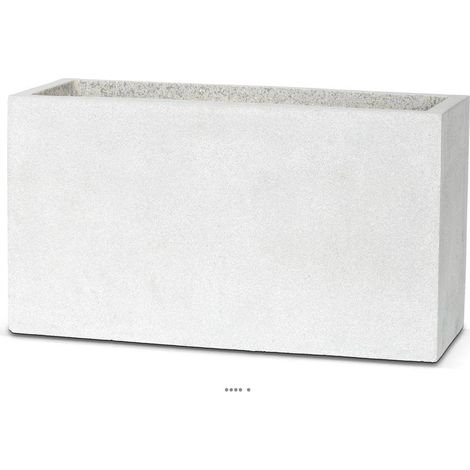 Bac en pures Fibres Mora Ext. Jardinière L 80 x 32 x H44 cm Gris Clair - dimhaut: H 44 cm - couleur: Gris ciment