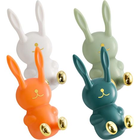 Lot de 4 crochets muraux décoratifs en forme de lapin en ABS (1/5)