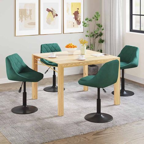 Chaises pivotantes à manger lot de 4-Chaises de Salle à Manger-Chaise de cuisine vert foncé velours 116922 (1/5)