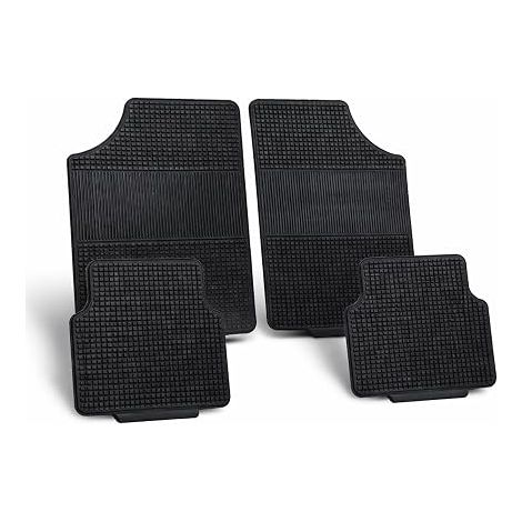 Tapis de voiture universel en caoutchouc - Noir - Avant 61 x 45 cm, Arrière 39 x 40 cm (1/5)