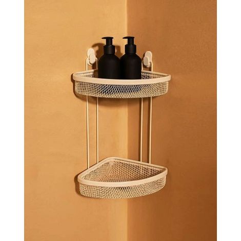 Exagonshop Griglia doccia angolare 2 ripiani bianco opaco Taki