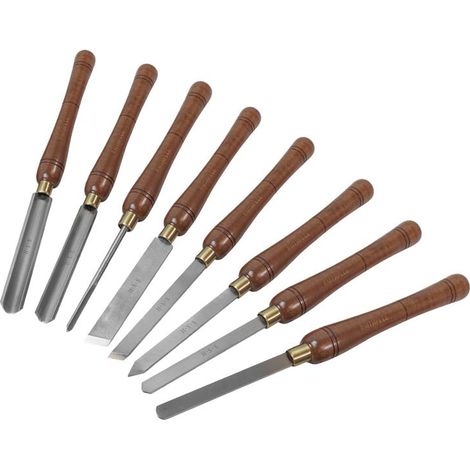 Faithfull TT007 HSS Turning Chisel Wooden Boxed Set, 8 Piece FAIWCTSET8B (1/10)