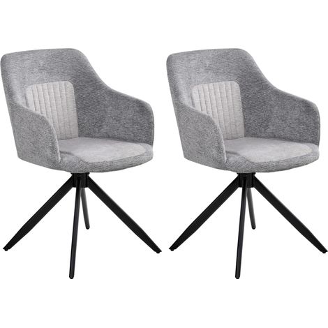 Conjunto de 2 sillas de comedor base giratoria tapizado de tela repelente al agua patas de metal dos colores gris Likely