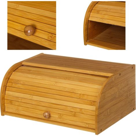 Boîte à Pain En Bois De Bambou Tiroir De Cuisine Avec Ouverture à Volets