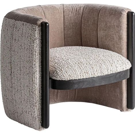 Fauteuil club LINEA tissu à bouclette – Le confort enveloppant-Noir (1/5)