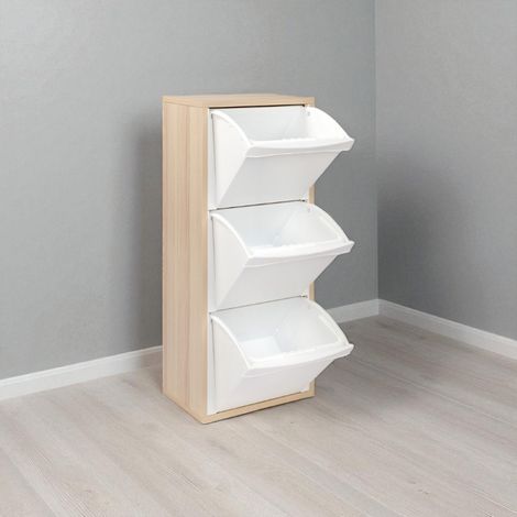 Mobile in legno per raccolta differenziata a 3 vani 40x101h cm ROVERE (1/5)
