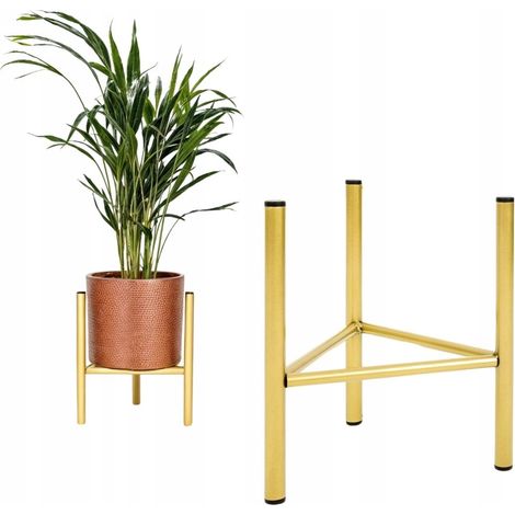 Soporte para macetas de metal, color dorado, estilo Loft Dijon, M. Maceta máxima: 26 cm. (1/5)