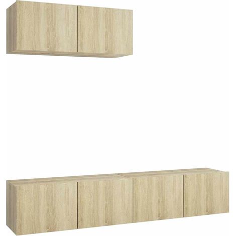 Maison Exclusive - TV-Schränke 3 Stk. Sonoma-Eiche Holzwerkstoff (1/5)