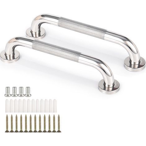 Lot de 2 barres d'appui de salle de bain en acier inoxydable 304, 33cm, avec poignée antidérapante,pour baignoire,toilettes, salle de bain, rampe d'escalier