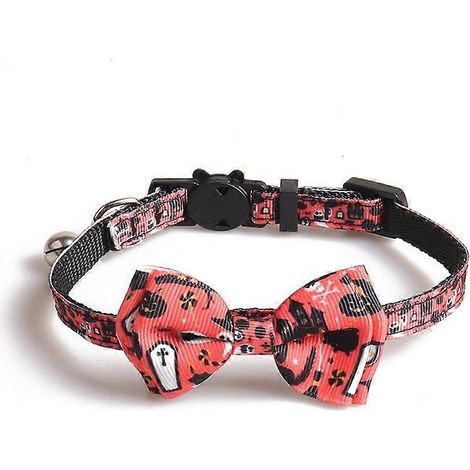 Fournitures pour fête d'Halloween pour chat Collier de sécurité nœud papillon mignon château toile d'araignée-2- (1/5)