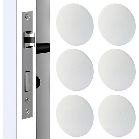 Butoir de porte mural, protection anti-bruit de poignée de porte auto-adhésive en silicone, blanc, rond, lot de 6 pour la maison ou le bureau (1/5)