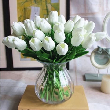 Tulipe Artificielle - 34 cm - Matériau PU - Pour Décoration Intérieure Extérieure - Mariage Bureau Jardin - 20 Pièces (1/5)
