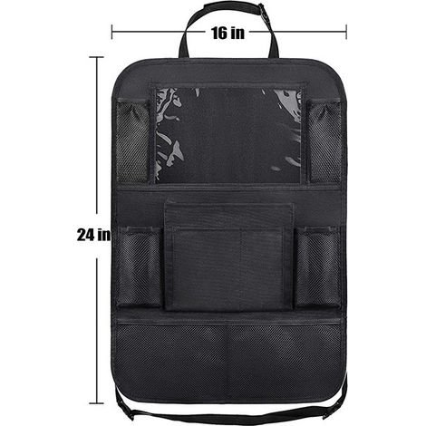 Organisateur de voiture, 2 protections de siège auto, grande poche et compartiment pour iPad/tablette (1/3)