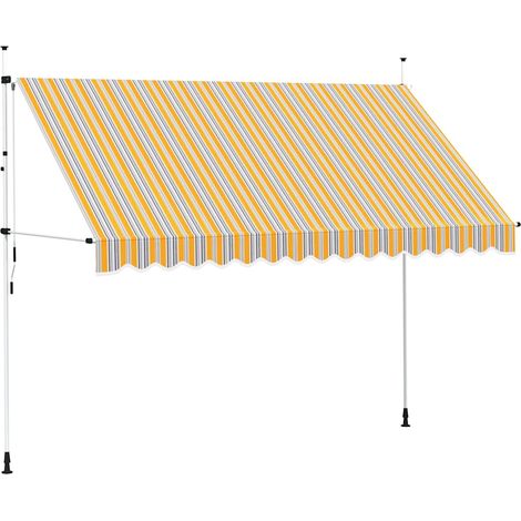 Auvent rétractable manuel-Store banne 350 cm Rayures jaunes et bleues (1/5)