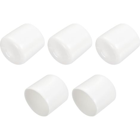 5Pcs Embouts en Caoutchouc de 25mm de Diamètre Intérieur pour Tubes Ronds en Vinyle PVC, Couvercle de Boulon, Protecteurs de Filetage Blanc (1/4)