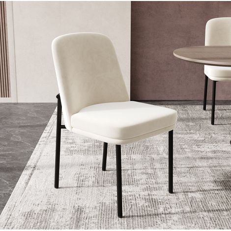 Esszimmerstühle 2er-Set, gepolsterter Samtsitz, Metallbeine, Beige und Schwarz HAVRYA (1/5)