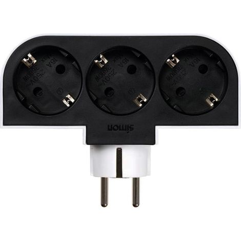 Adaptador giratorio schuko 3 tomas 16a 250 v