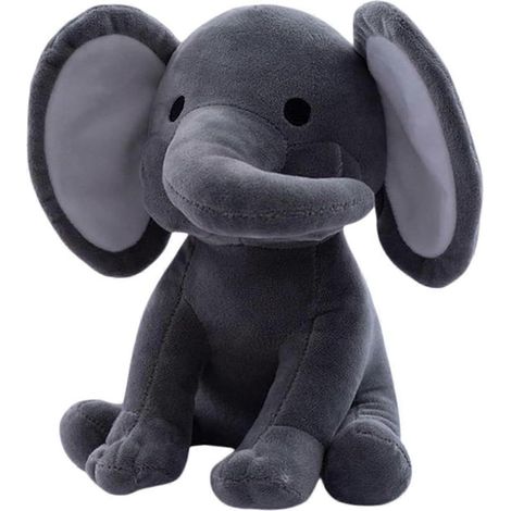 Weicher und kuscheliger Plüschelefant, ideal für ein Baby, als Kissen oder als Geschenk zum Geburtstag oder Schulabschluss (Grau und Weiß, 25 x 25 x 25 cm) (1/5)