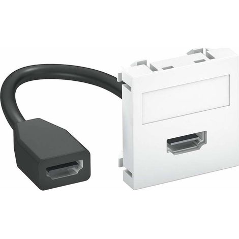 OBO Bettermann Support multimédia HDMI avec câble, femelle-femelle 45x45mm polycarbonate blanc pur RAL 9010, 6104826 (1/2)