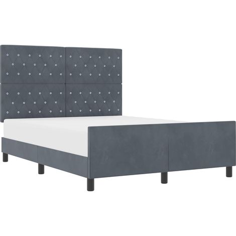 Maison Exclusive - Lit à ressorts avec tête de lit Gris foncé 160 x 200 cm Velours (1/5)