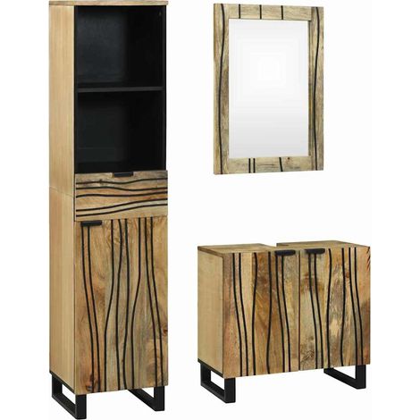 Badezimmermöbel-Set mit Schubladen 3 pcs Braun Holzwerkstoff