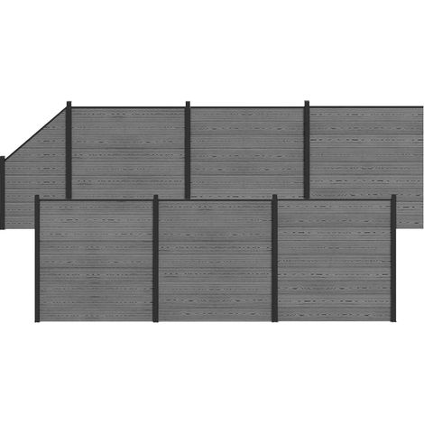Fence Set 1138 x 186 cm WPC and Aluminium Grey vidaXL