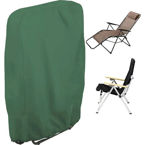 Housse de Protection pour Chaise Longue Pliante, Oxford Coupe-Vent Anti-UV Imperméable Vert 2 pièces (1/5)